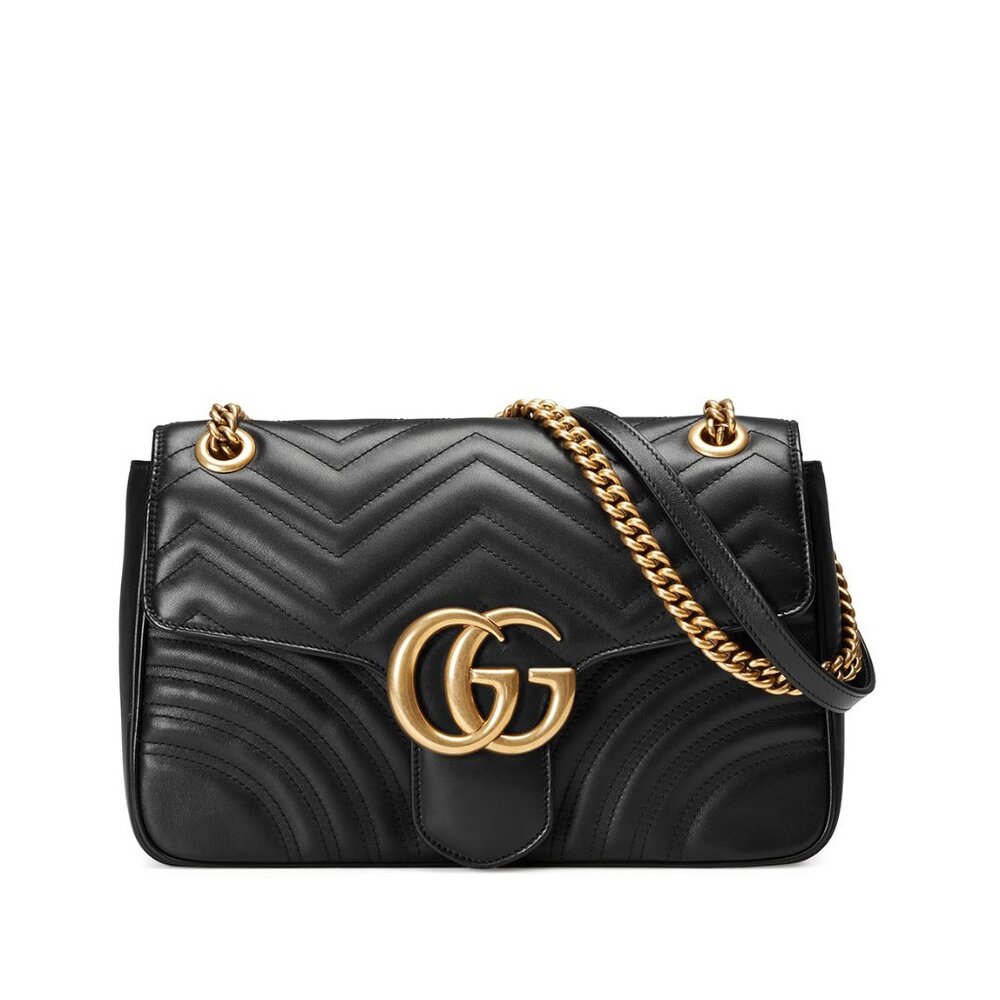 GUCCI BLACK LEATHER QUILTED MARMONT SMALL CROSSBODY SHOULDER BAG PRISTINE
